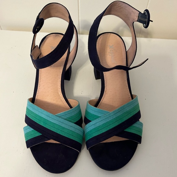 Xappeal Navy and Turquoise and Green Strappy Sandals - Picture 1 of 4